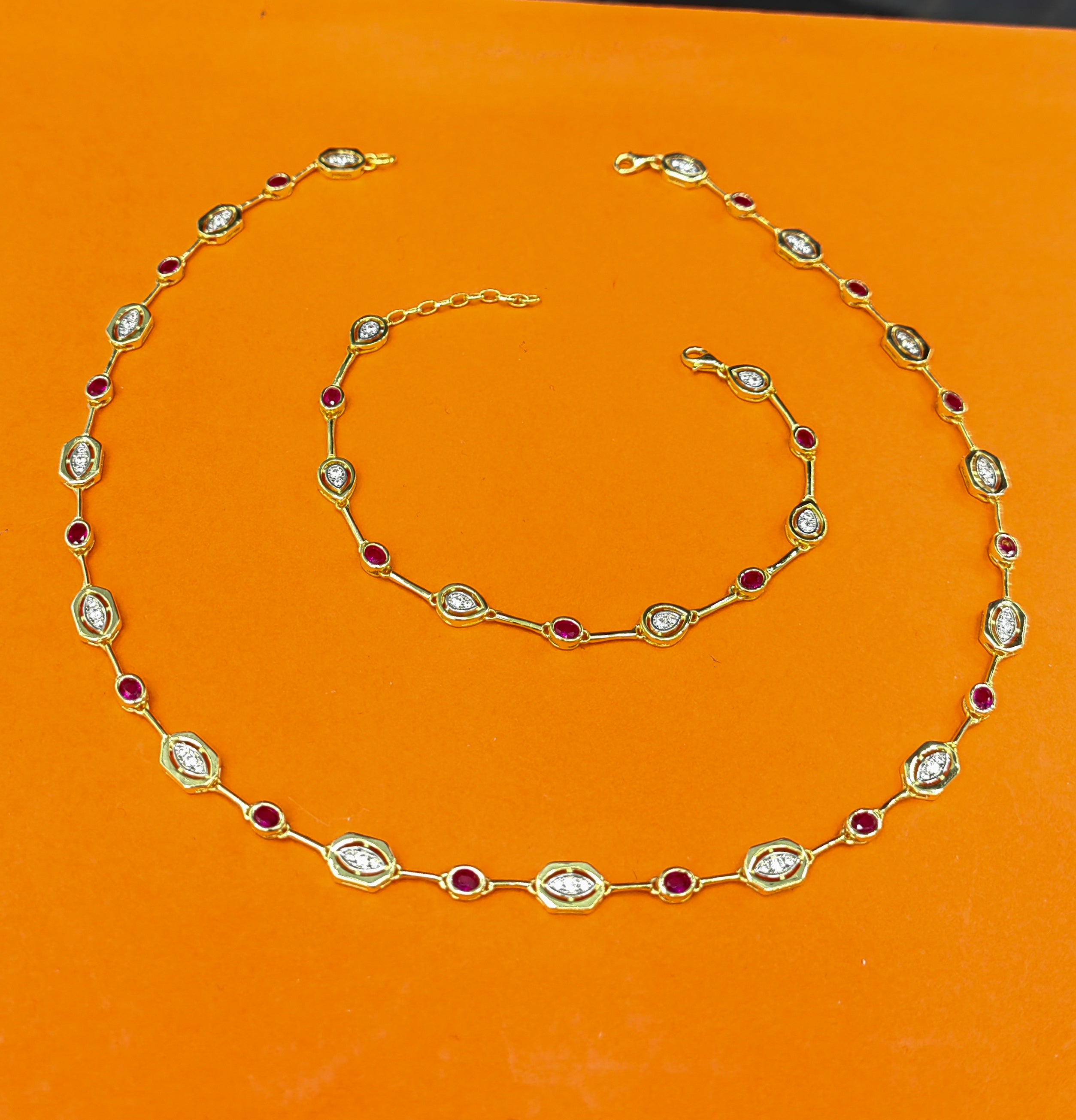 Ruby Gemstone Jewelry Set – Sterling Silver Necklace and Bracelet