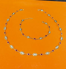 Ruby Gemstone Jewelry Set – Sterling Silver Necklace and Bracelet