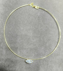 Silver Solitaire Choker Necklace – Dainty Modern Cuff Jewelry