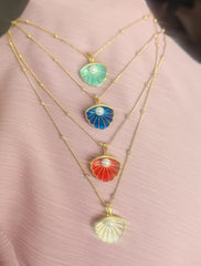 Multicolor Oyster Shell Sterling Silver Necklace