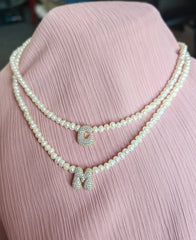Custom Initial Pearl Necklace – 4mm Pearl Sterling Silver Letter