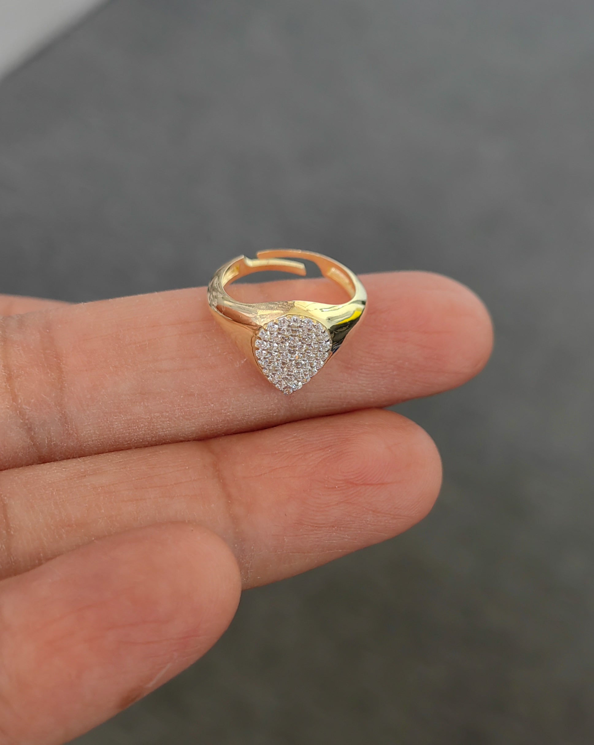 Sterling Silver Heart Pinky Ring with White Zircon