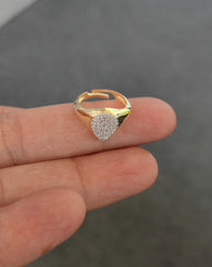 Sterling Silver Heart Pinky Ring with White Zircon
