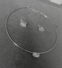 Dainty Cubic Zirconia Choker & Stud Earrings Set