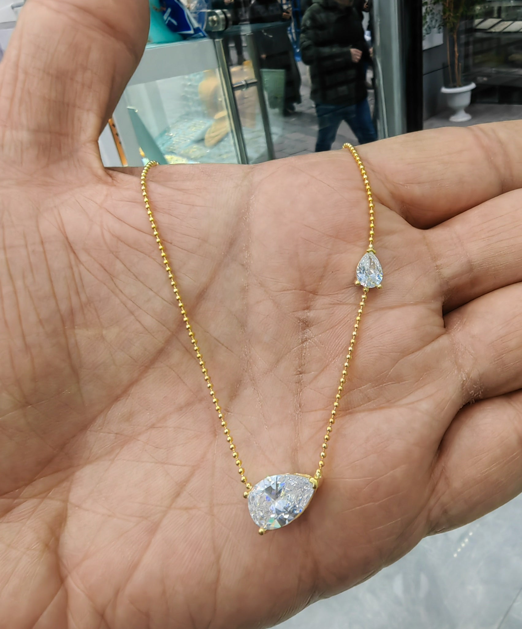 White Zircon Teardrop Pendant Necklace – 925 Sterling Silver | Dainty & Minimalist