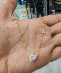 White Zircon Teardrop Pendant Necklace – 925 Sterling Silver | Dainty & Minimalist