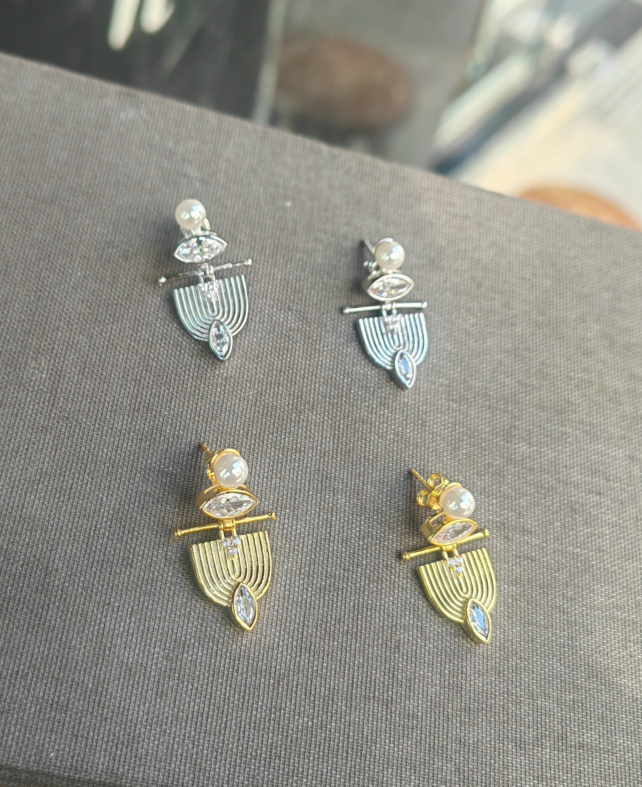 Cleopatra Called – Art Deco Pearl and Marquise CZ Sterling Silver Drop Earrings with Ribbed Fan Detail, Bold Architectural Statement Gift