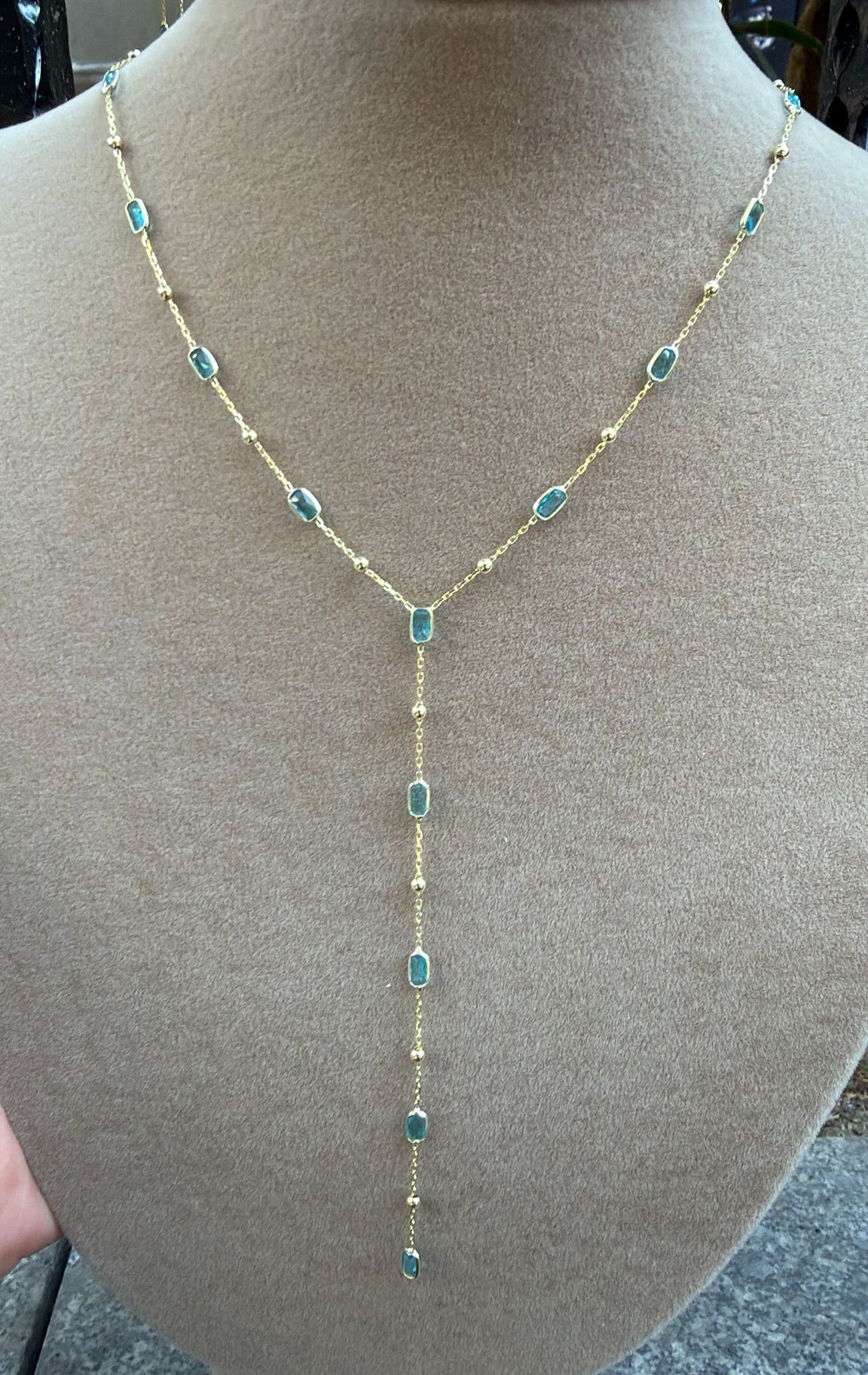 Multi-Strand Y Shaped Necklace - 925 Silver Cubic Zirconia Drop Necklace Gold Plated