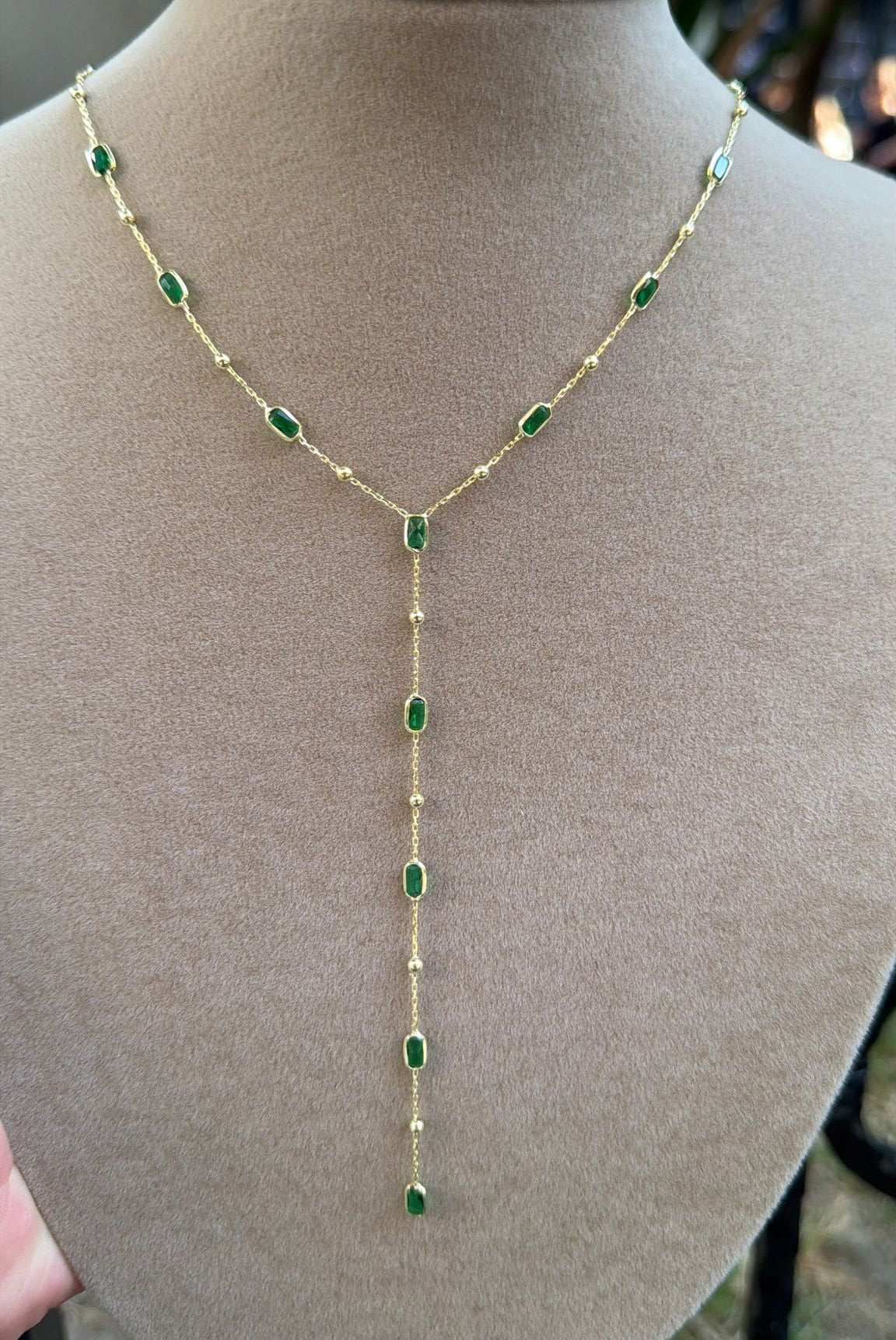 Multi-Strand Y Shaped Necklace - 925 Silver Cubic Zirconia Drop Necklace Gold Plated