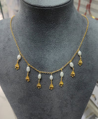 925 Sterling Silver Gold Plated Necklace - Layered Zircon Heart & Pearl Hamsa Pendant Set