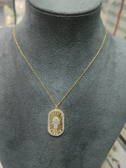 Multi-Strand 925 Sterling Silver Necklace with Zircon Stones and Green Teardrop Pendant