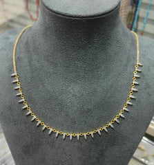 925 Sterling Silver Zircon Layered Necklace Set - Gold Plated Spike & Crystal Charm Necklaces