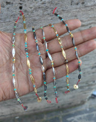 Handmade 925 Silver Turquoise Beaded Bookmark Charm - Zircon Beads Bracelets for unisex