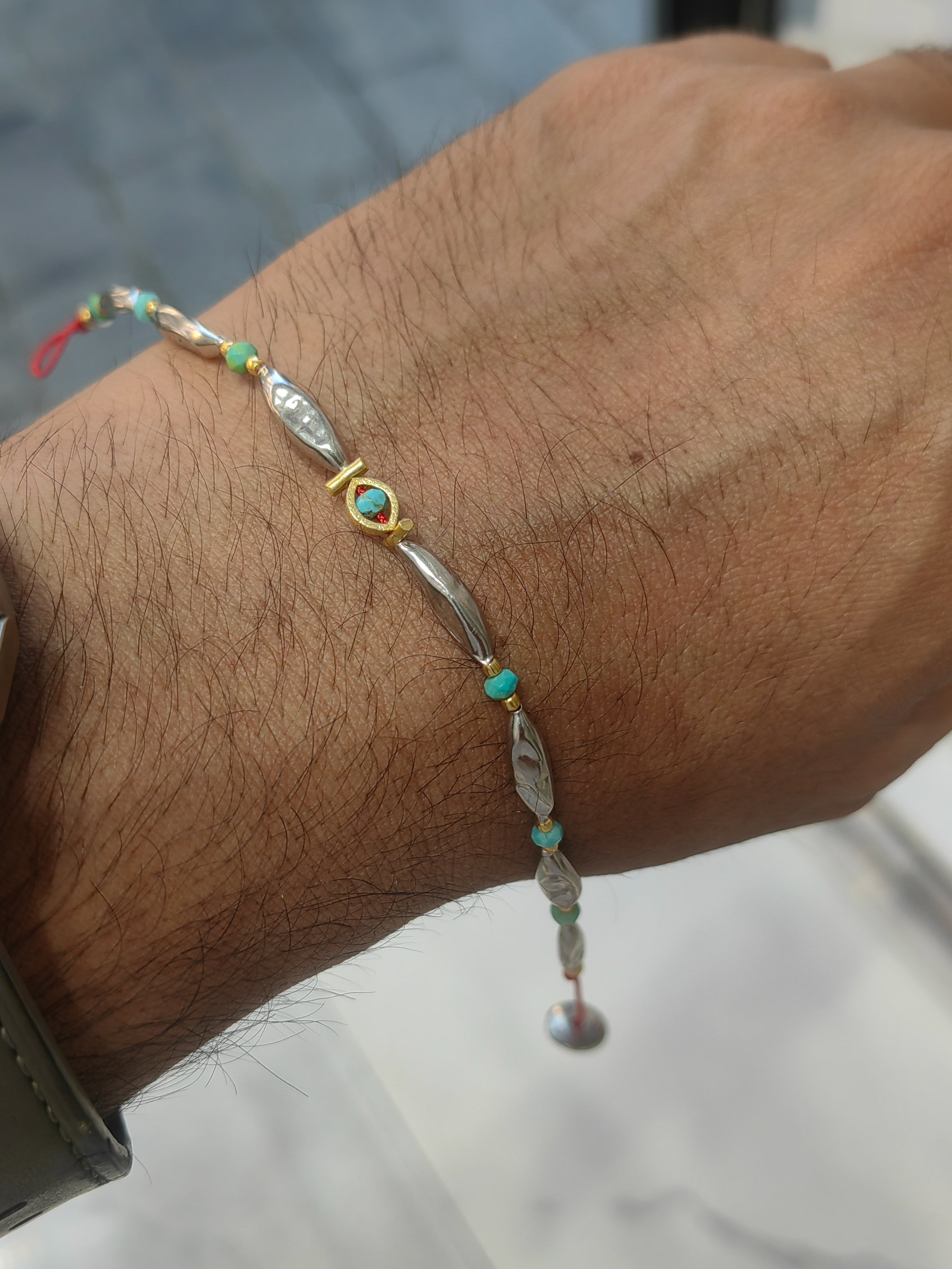 Handmade 925 Silver Turquoise Beaded Bookmark Charm - Zircon Beads Bracelets for unisex