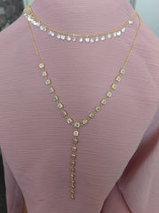 925 Sterling Silver Cubic Zirconia Lariat Necklace | Luxury Layered Pendant Set
