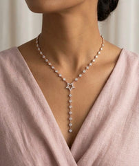 Gold Plated Sterling Silver Star Lariat Necklace – Bezel-Set Cubic Zirconia Y Necklace for Women
