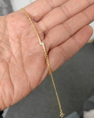 White Stone Lightning Silver Bracelet