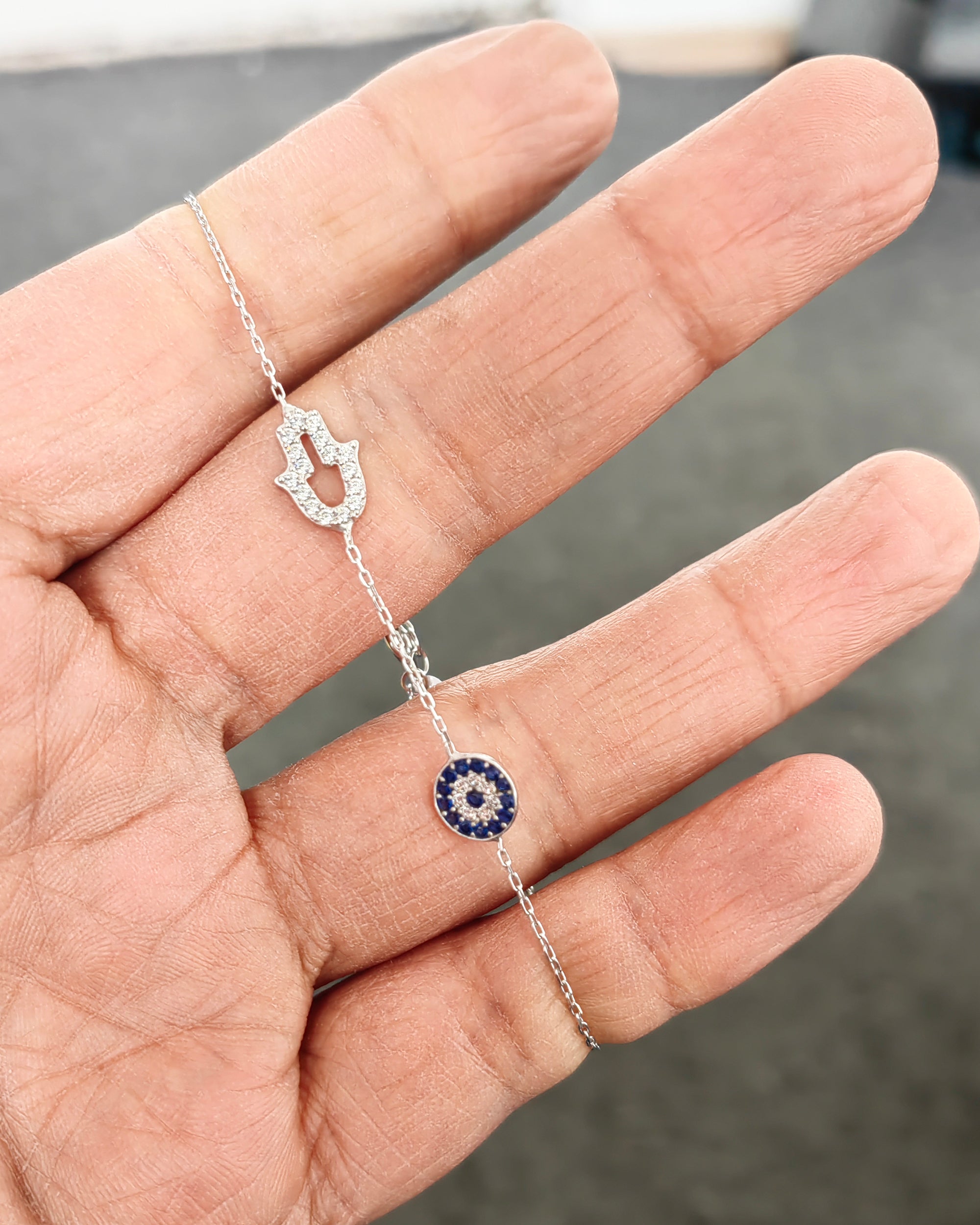 Evil Eye Hamsa Bracelet 925 Sterling Silver, Blue Nazar Bead Hand of Fatima Jewelry, Protection Bracelet Gift for Her
