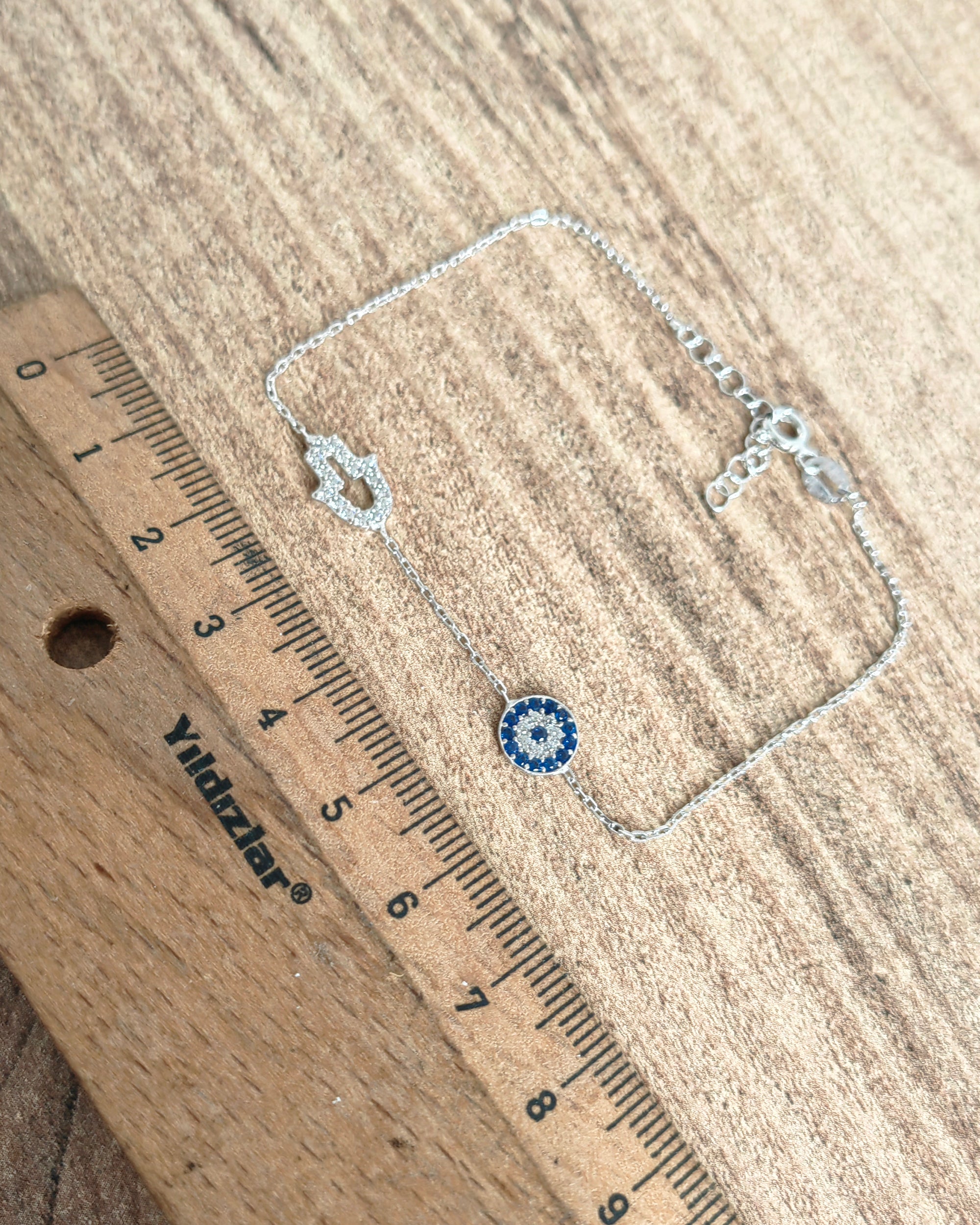 Evil Eye Hamsa Bracelet 925 Sterling Silver, Blue Nazar Bead Hand of Fatima Jewelry, Protection Bracelet Gift for Her