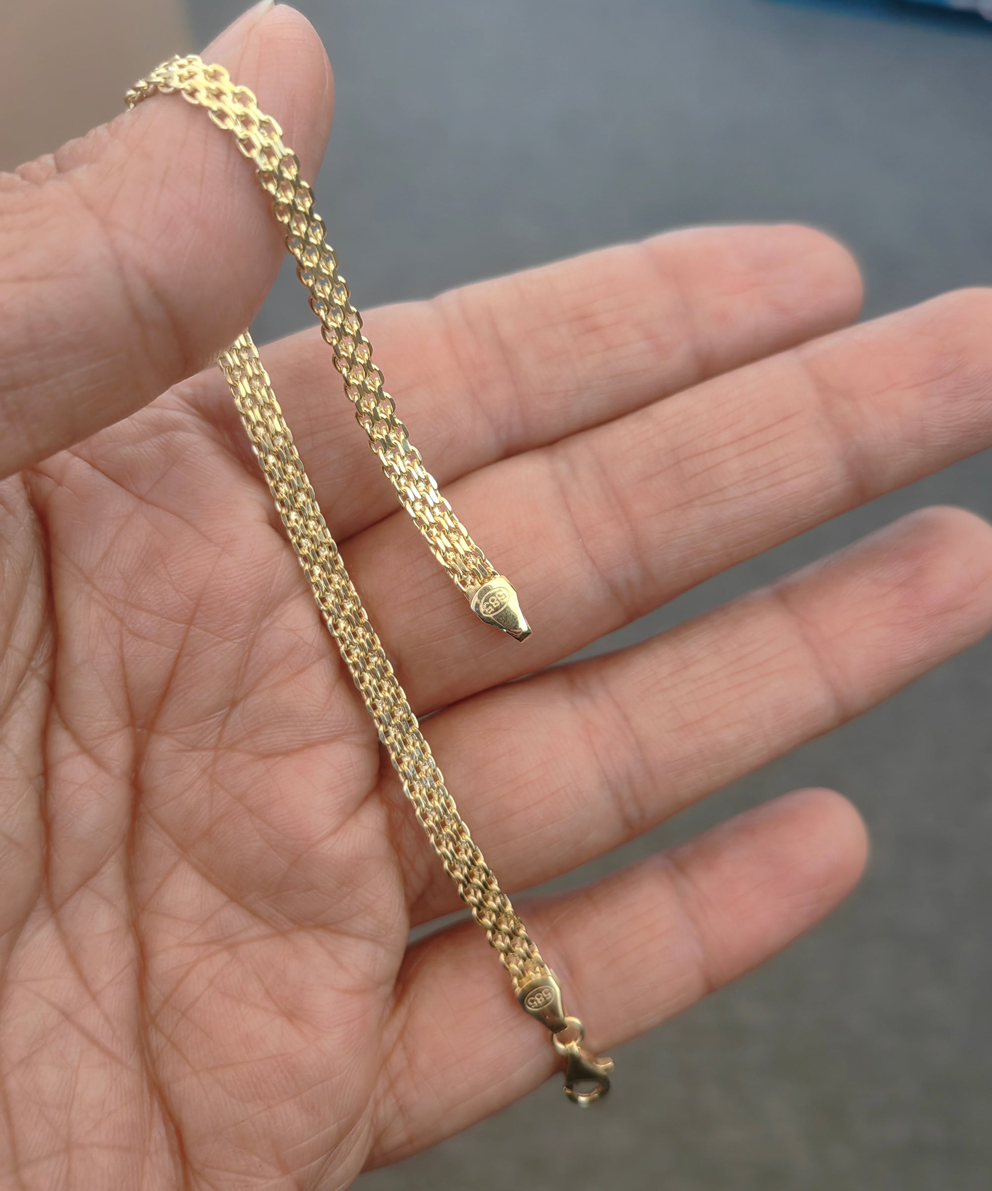 Handmade 14K Gold 4mm Bismarck Chain Bracelet – Fine Jewelry for Her or Him