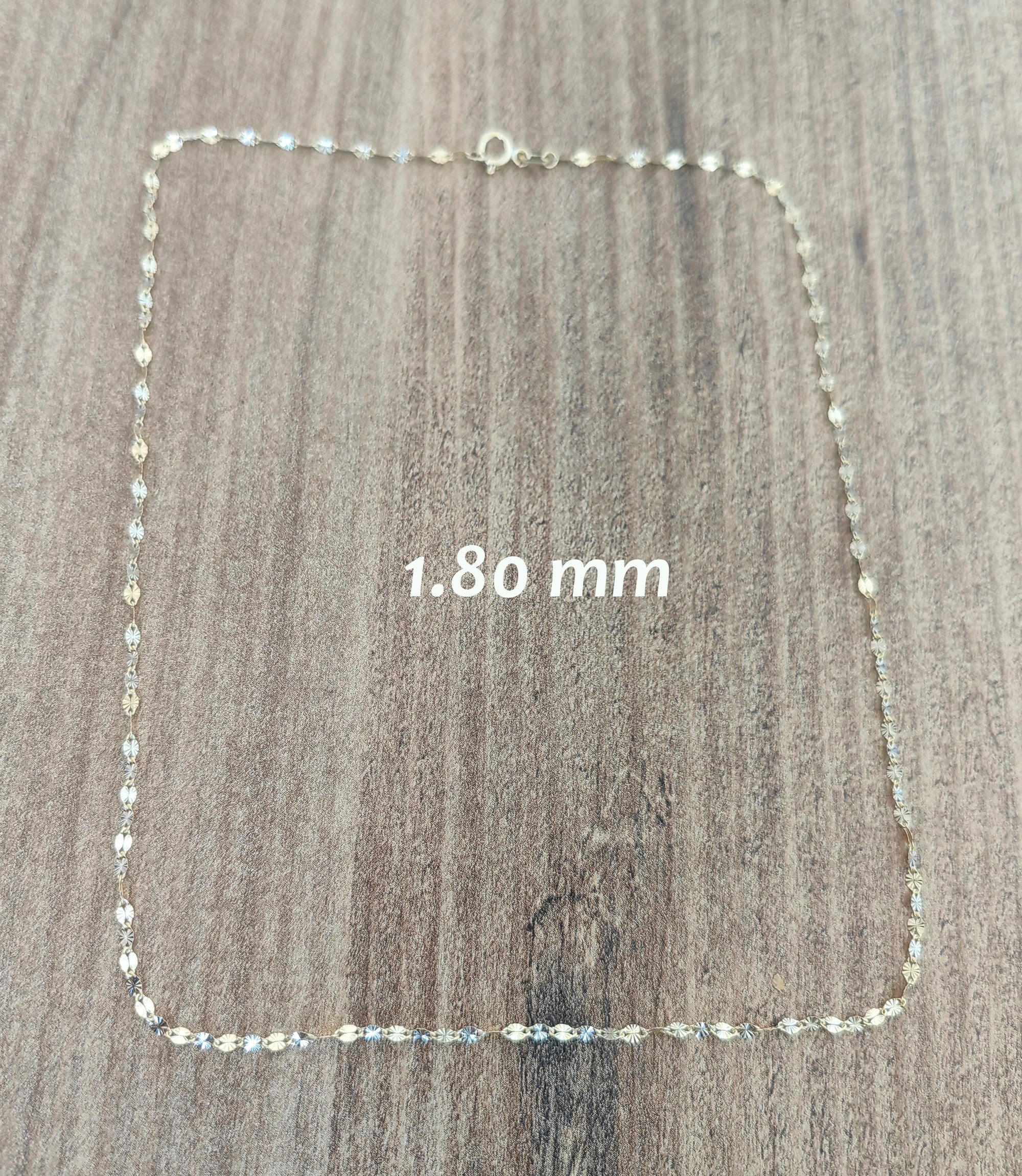 14K Solid Gold Crushed Forzentina Necklace, 585 Real Gold Chain for Men & Women, 1.80 mm Elegant Jewelry