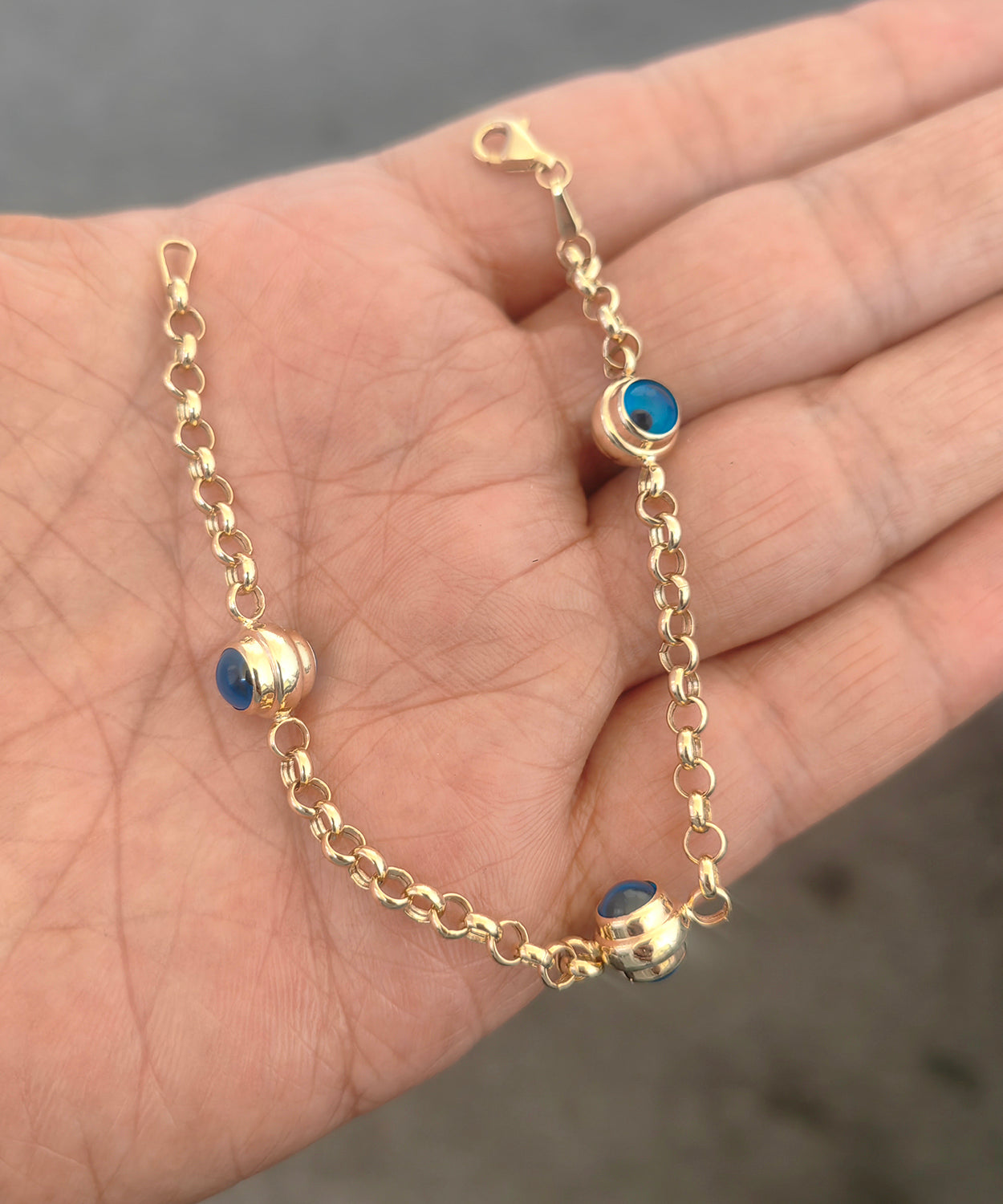 14K Solid Gold Evil Eye Bracelet – Dainty Protection Jewelry for Women