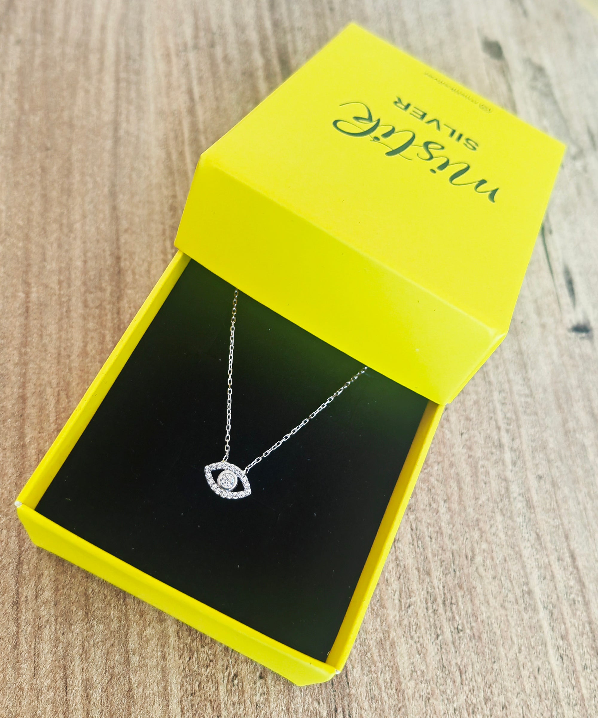 Small Eye Silver Necklace, Tiny Evil Eye Necklace – 925 Sterling Silver Dainty Pendant for Women
