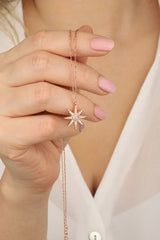 White Stone North Star Silver Necklace