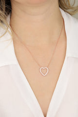White Stone Silver Heart Necklace