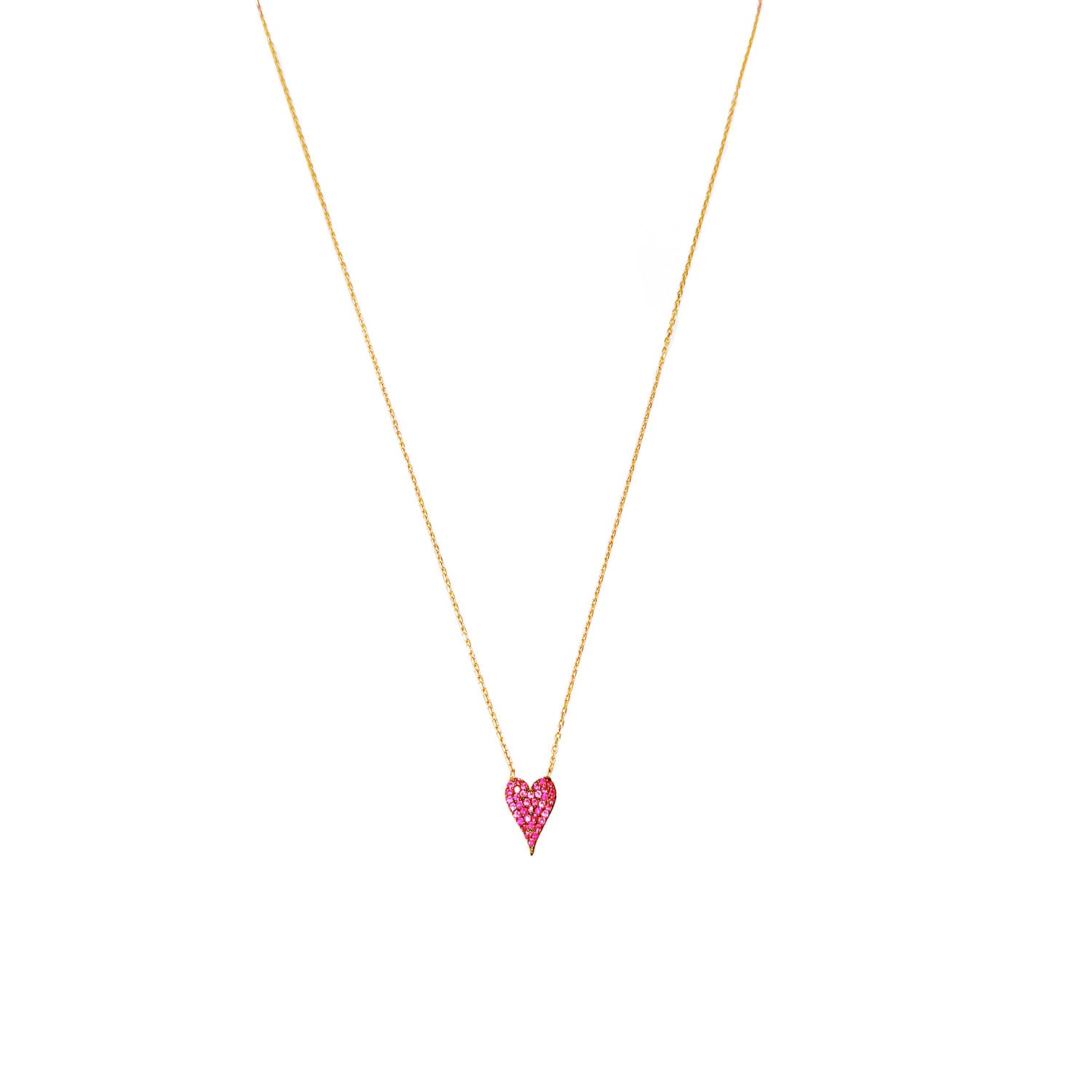 Pink Stone Small Heart Necklace