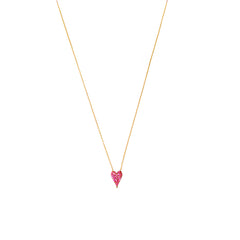 Pink Stone Small Heart Necklace