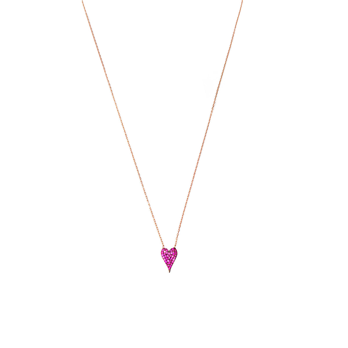 Pink Stone Small Heart Necklace