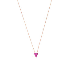 Pink Stone Small Heart Necklace