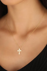White Stone Silver Cross Necklace
