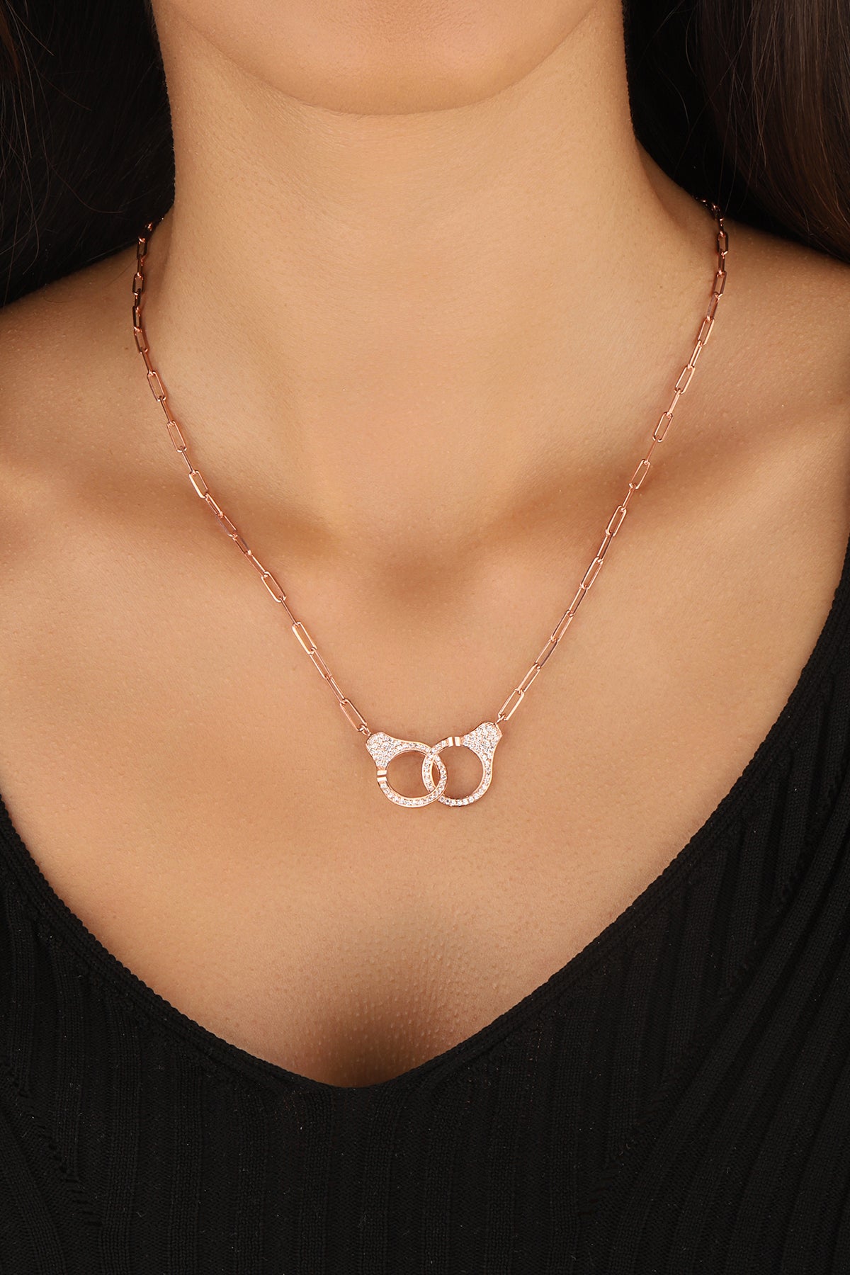 White Zircon Stone Silver Cuff Necklace