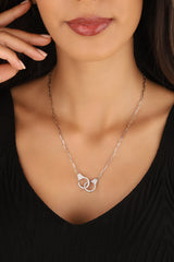 White Zircon Stone Silver Cuff Necklace
