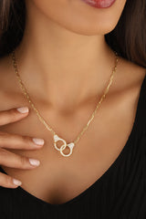 White Zircon Stone Silver Cuff Necklace