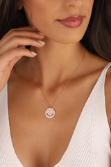 Smiling Face Emoji Silver Necklace with White Stone, Smiley Face Necklace, Smile Necklace