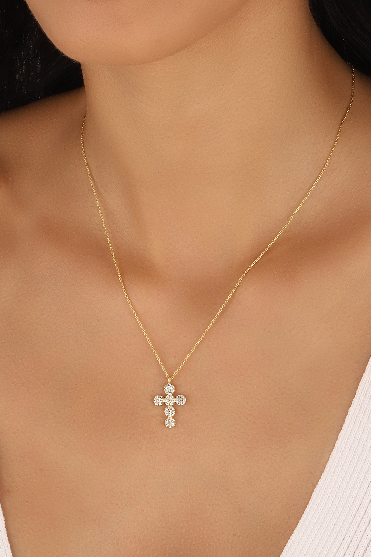 Cross Necklace, Religious Jewelry Gift, Women's Christian Faith Medium Cross Pendant