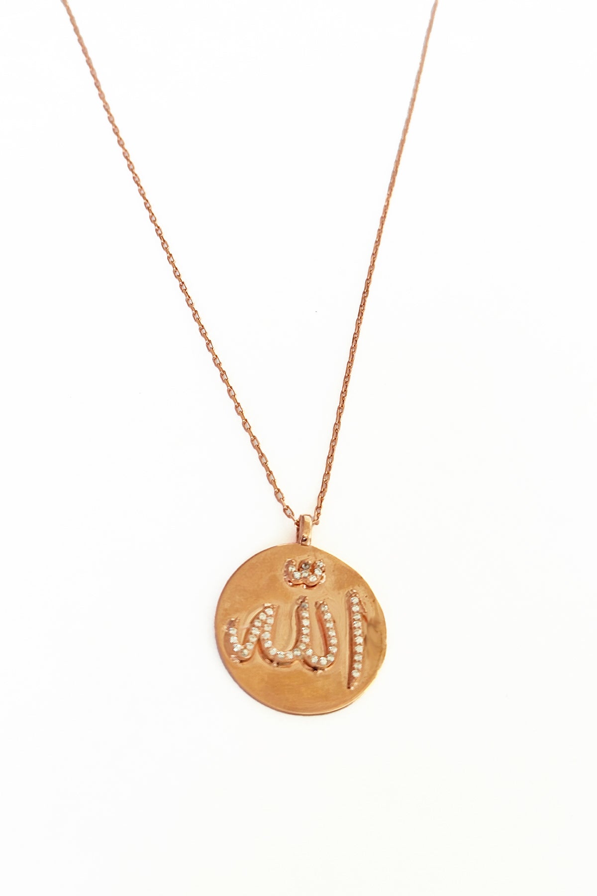 White Stone Arabic Allah Written, Allah God Necklace, Islamic Arabic Farsi Calligraphy Gift