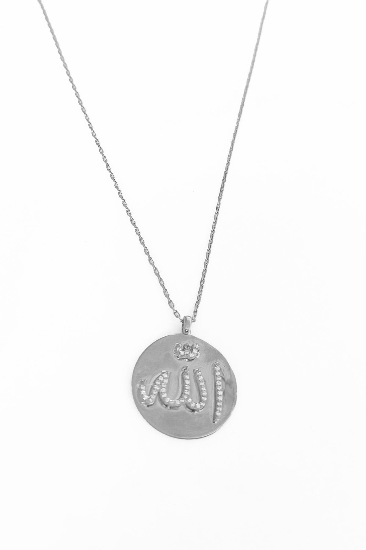 White Stone Arabic Allah Written, Allah God Necklace, Islamic Arabic Farsi Calligraphy Gift