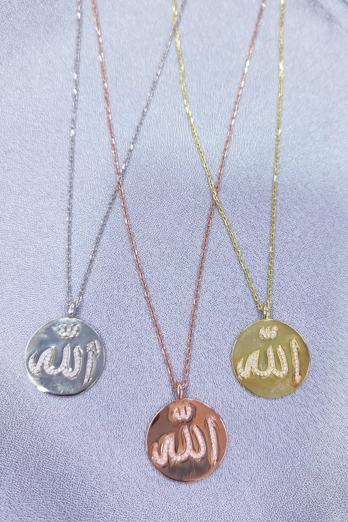White Stone Arabic Allah Written, Allah God Necklace, Islamic Arabic Farsi Calligraphy Gift
