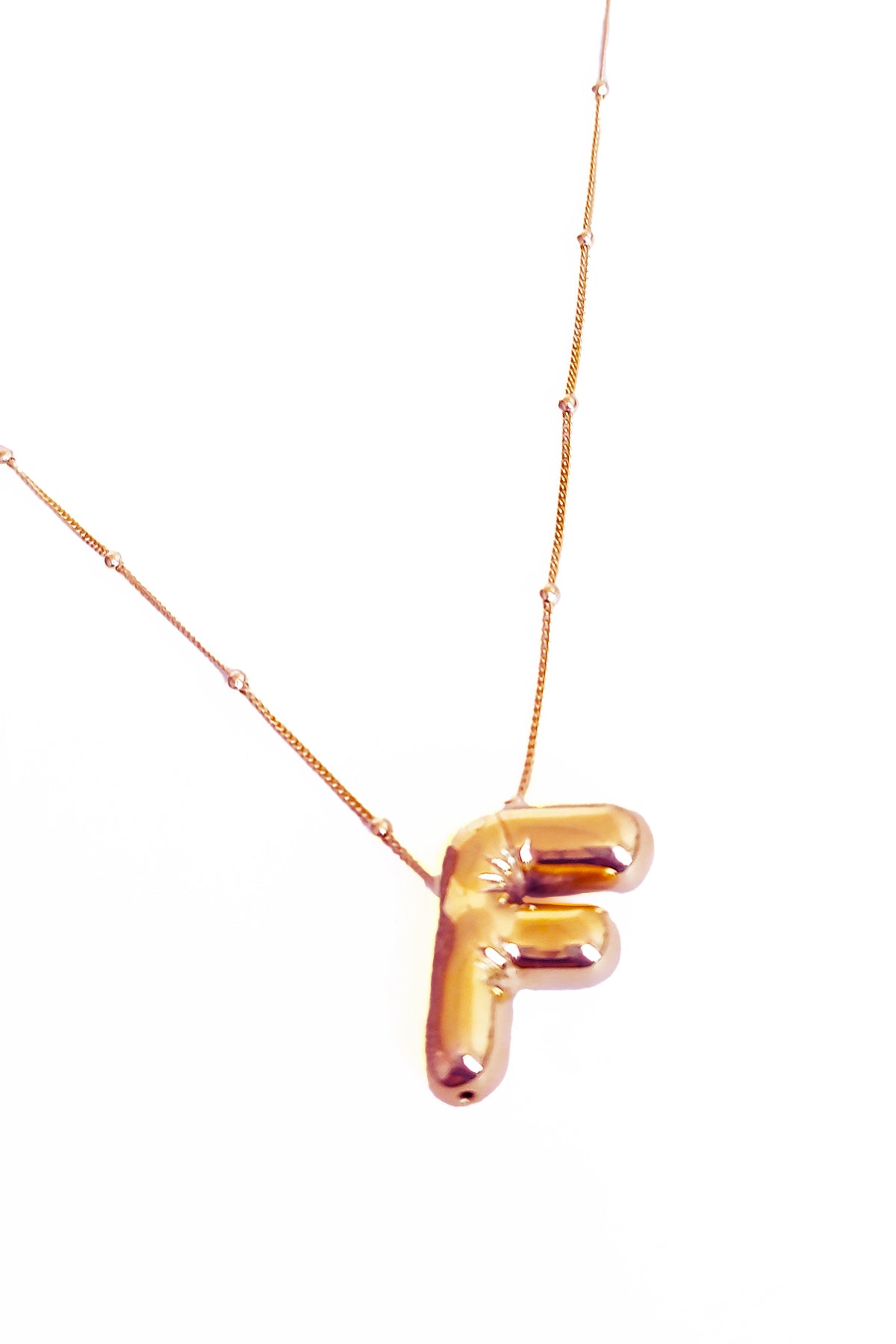 No Stone Silver Balloon Letter Necklace, Initials Letter Balloon Charm Small Letter A-Z