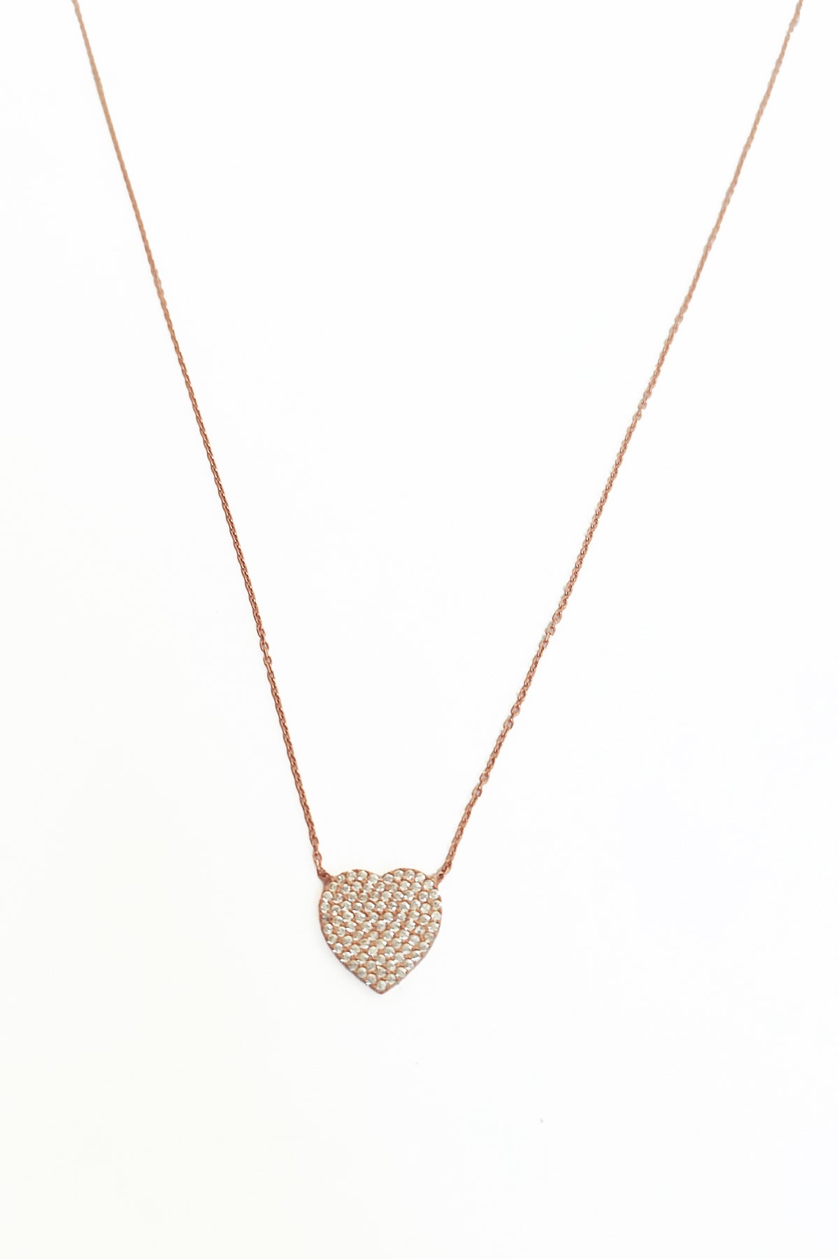 White Stone Heart Sterling Silver Necklace
