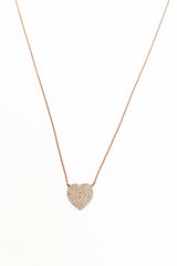 White Stone Heart Sterling Silver Necklace