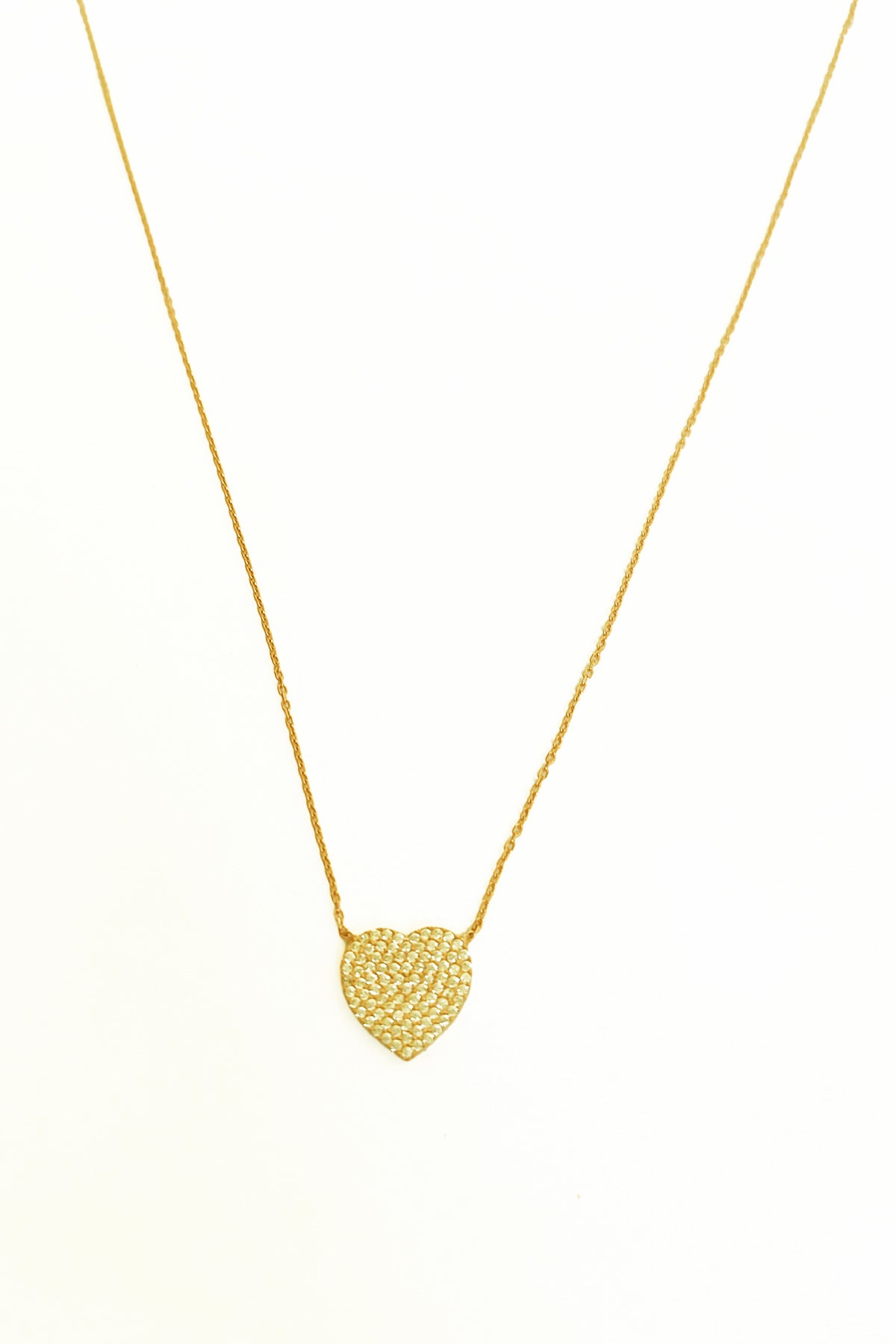 White Stone Heart Sterling Silver Necklace