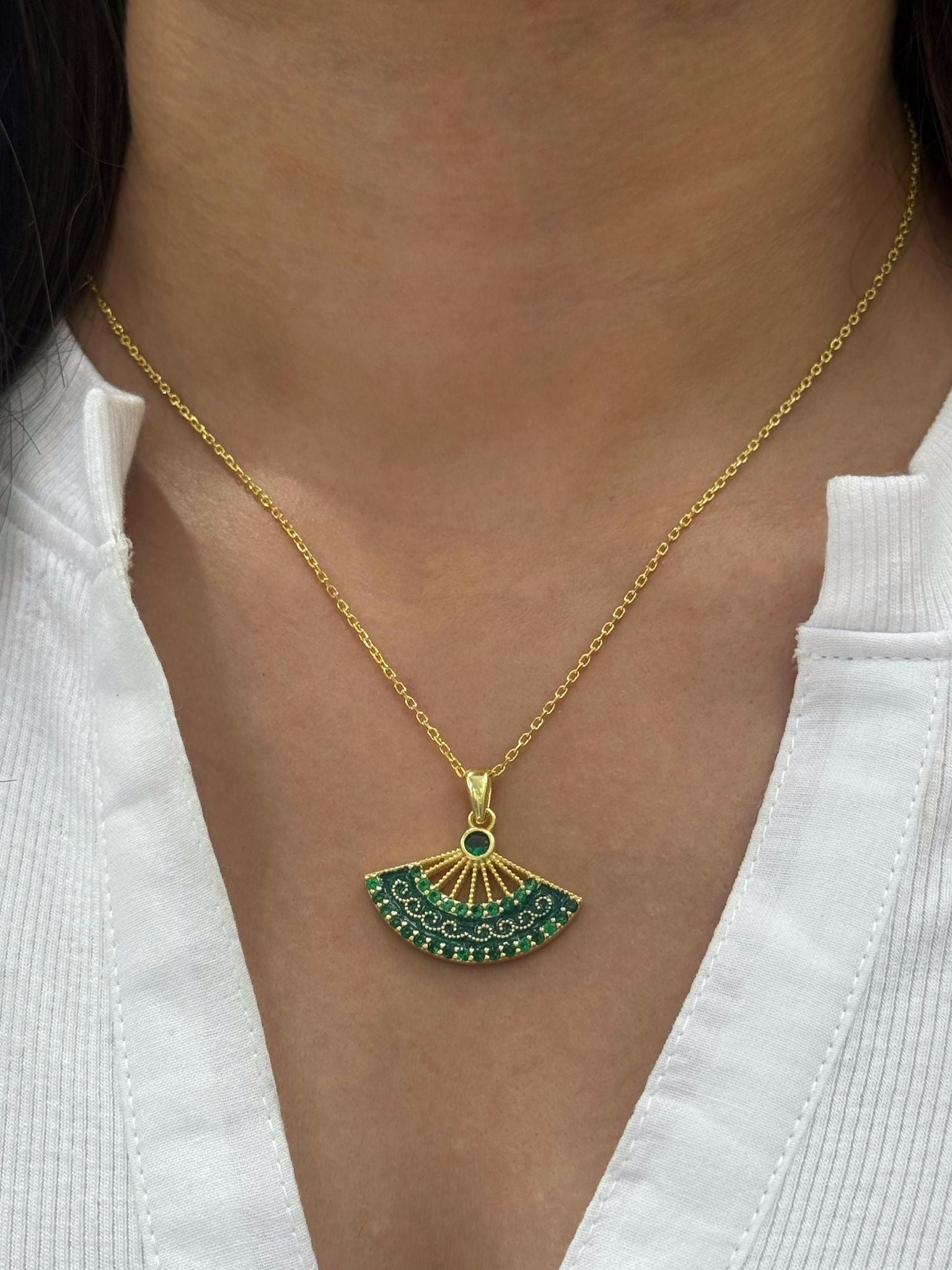 Handmade 925 Sterling Silver Necklace – Colorful Enamel Detail Jewelry for Women, Colorful Enamel Necklace – Handmade Women’s Jewelry