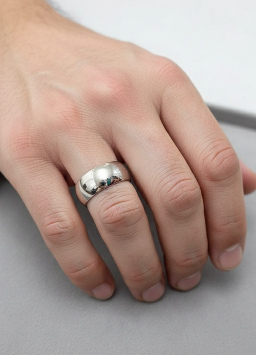 Silver Men's Wedding Band Ring – Flat Surface Classic 925 Sterling Ring