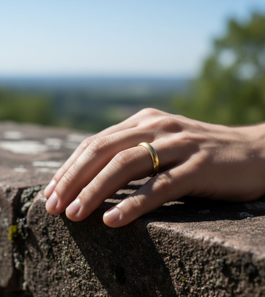 Silver Wedding Band Ring Flat Surface Oval