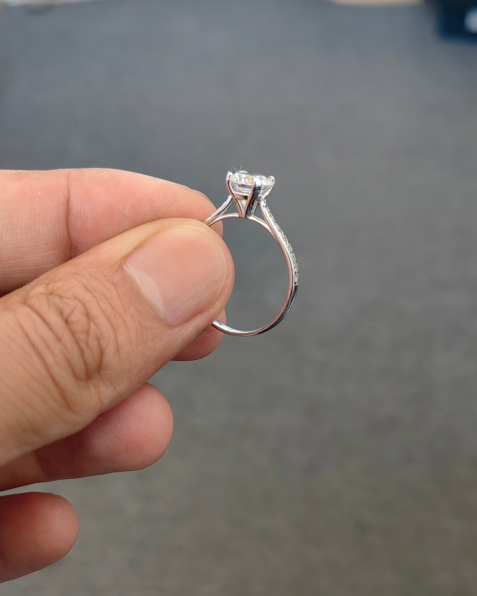 Engagement Ring Swarovski Stone Silver - Classic Solitaire Engagement Ring